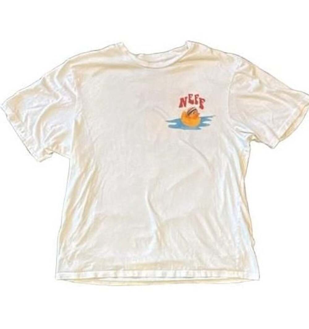 Neff T-Shirt Size L White Rubber Duck Surfer Skate Graphic Print Tee